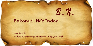 Bakonyi Nándor névjegykártya